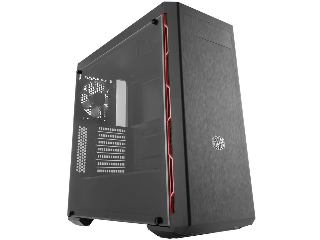 Cooler Master MasterBox MB600L ATX Mid-Tower w/ Sleek Brushed Design, Red Side Trim, & Acrylic Side Panel